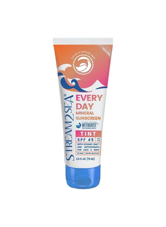 STREAM 2 SEA - Spf 45 Every Day Tint Mineral Sunscreen | 2.5 Fl Oz Biodegradable Paraben Free & Reef Safe Sunscreen | Nongreasy Tinted Sunscreen For Face | Protection Against Uva & Uvb For Face & Body By Stream2Sea - Image 1