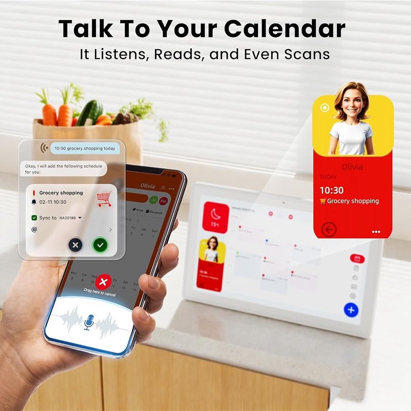 Pastigio Digital Calendar, 15.6'' Wall Touch Screen Planner, No Subscription, Smart AI Family Electronic Calendar, Chore Chart with Tasks Rewards for Kids, Digital Photo Frame, Wall & Desk Mountable - Image 3