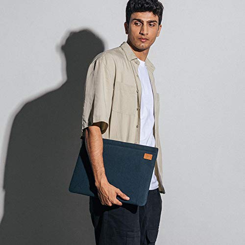 DailyObjects Solid Midnight Blue Skipper Sleeve for MacBook 16 Inch | Stylish Durable Poly Cotton Canvas Material for Laptops & iPads| Zip Closure & Soft Cotton Inner Lining with Printed Slip Pockets - Image 3