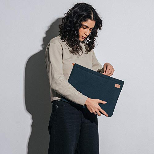DailyObjects Solid Midnight Blue Skipper Sleeve for MacBook 16 Inch | Stylish Durable Poly Cotton Canvas Material for Laptops & iPads| Zip Closure & Soft Cotton Inner Lining with Printed Slip Pockets - Image 2