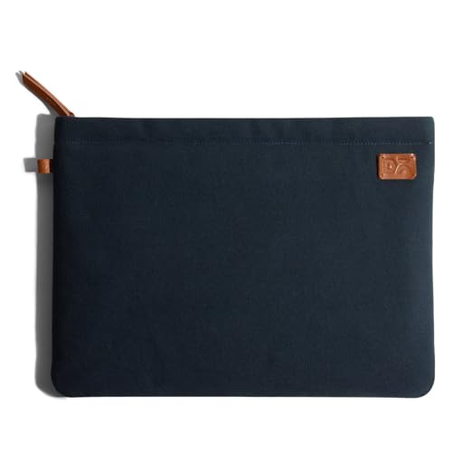 DailyObjects Solid Midnight Blue Skipper Sleeve for MacBook 16 Inch | Stylish Durable Poly Cotton Canvas Material for Laptops & iPads| Zip Closure & Soft Cotton Inner Lining with Printed Slip Pockets - Image 1