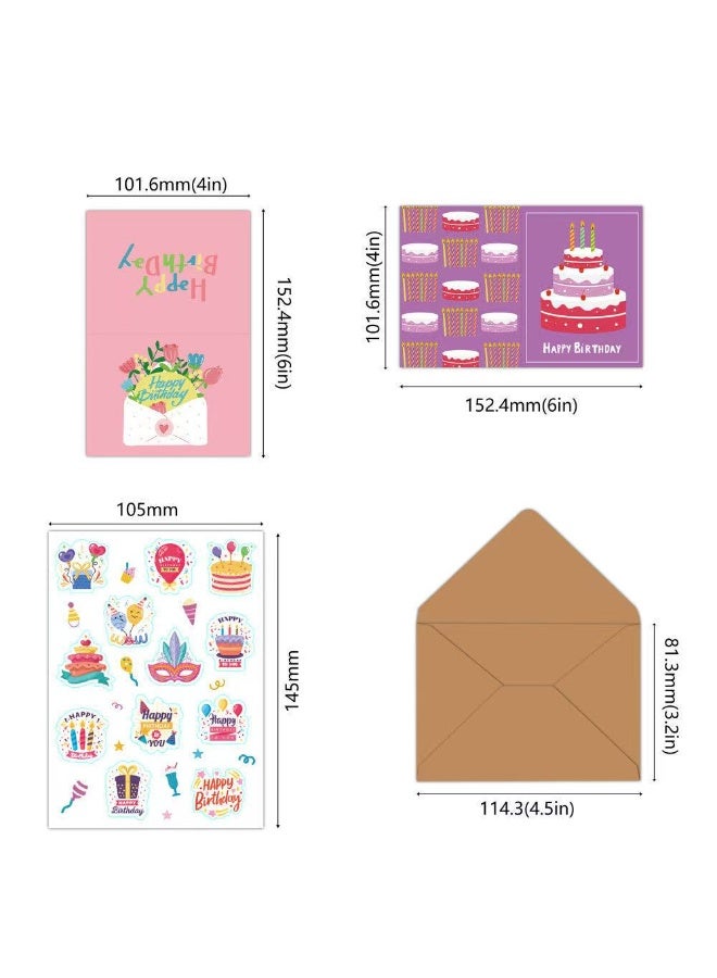 Generic 20pcs Birthday Greeting Cards – Assorted Designs with Envelopes & Stickers Set  - Image 4