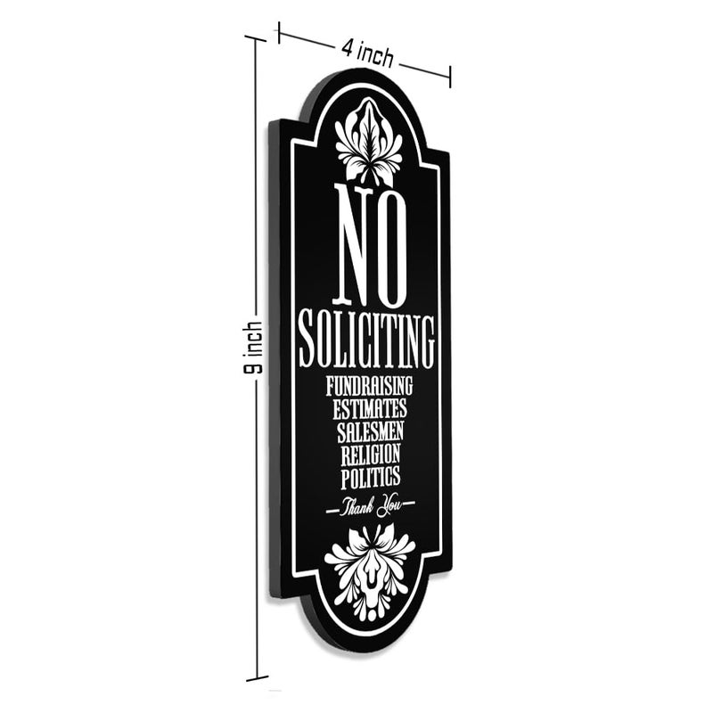 Maoerzai No Soliciting Sign for House, No Estimates, Salesmen, Thank You Sign, Stylish & Prominent Design, Perfect for Home Office Front Doors, Wall Decor. (Black - 4 x 9 inch) - Image 5