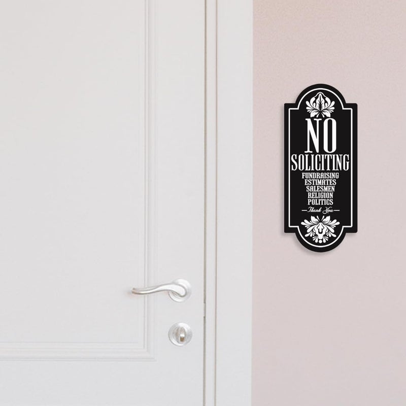 Maoerzai No Soliciting Sign for House, No Estimates, Salesmen, Thank You Sign, Stylish & Prominent Design, Perfect for Home Office Front Doors, Wall Decor. (Black - 4 x 9 inch) - Image 3