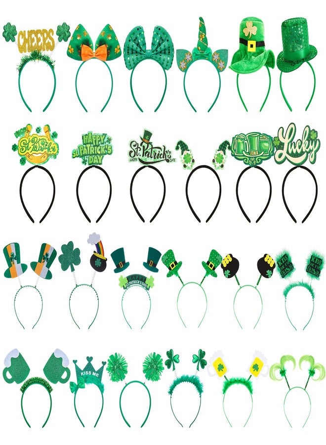 Hotop 24 Pcs St. Patrick's Day Headband Shamrock Head Boppers Hats Irish Green Headband St. Patrick's Day Party Decoration Accessories - Image 1