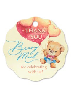 Generic 50pcs Adorable Thank You Beary Much Gift Tags for Baby Showers or Children's Birthday Party (Cream)  - Image 1