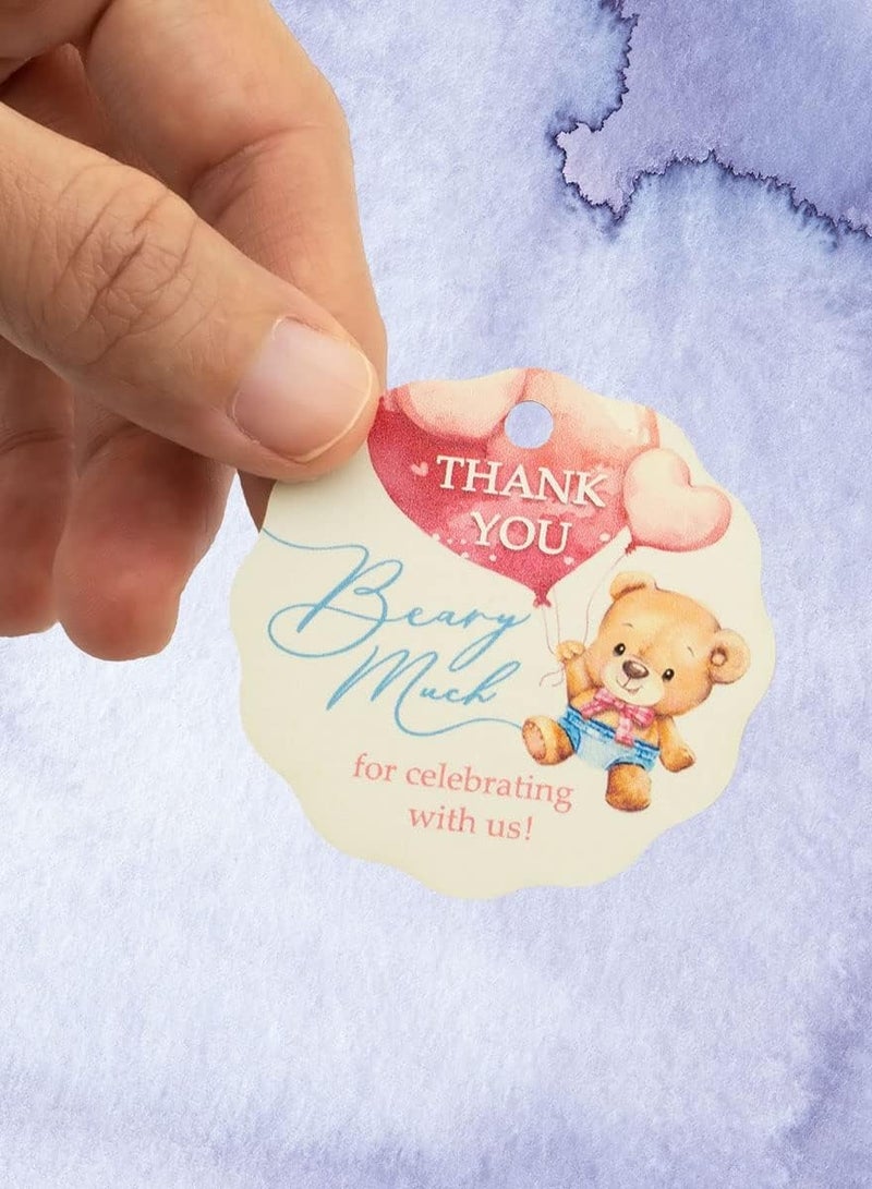 50pcs Adorable Thank You Beary Much Gift Tags for Baby Showers or Children's Birthday Party (Cream) - Image 2