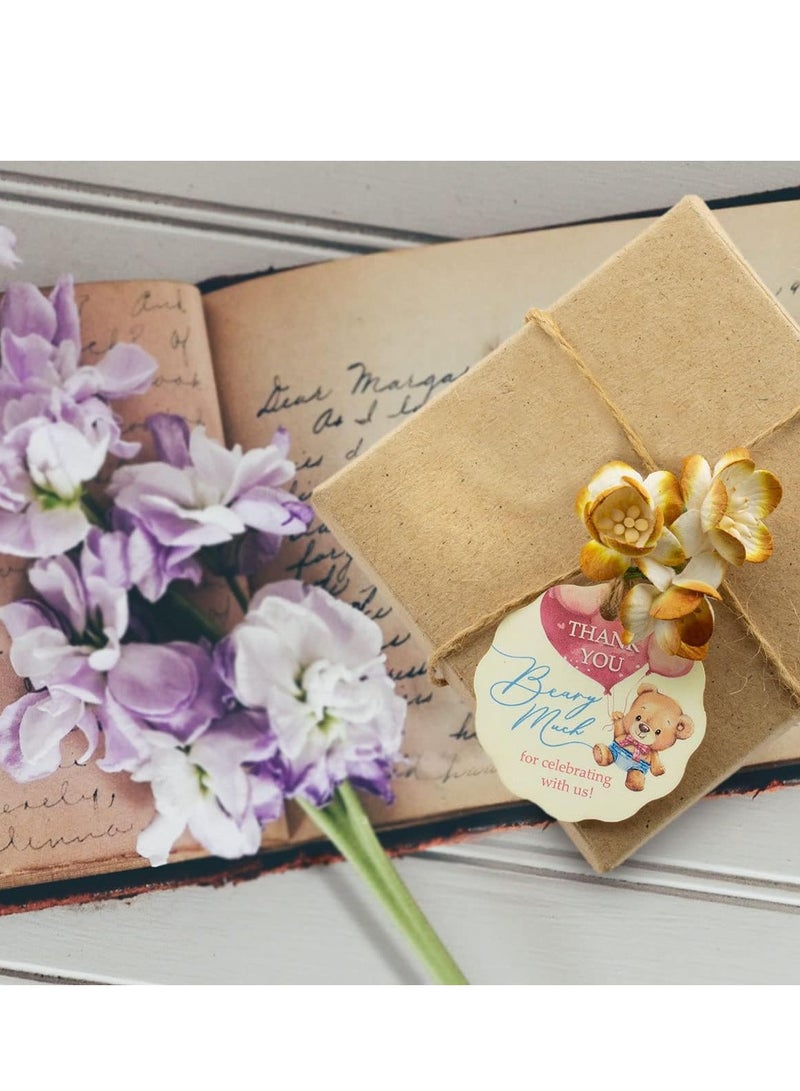 50pcs Adorable Thank You Beary Much Gift Tags for Baby Showers or Children's Birthday Party (Cream) - Image 3