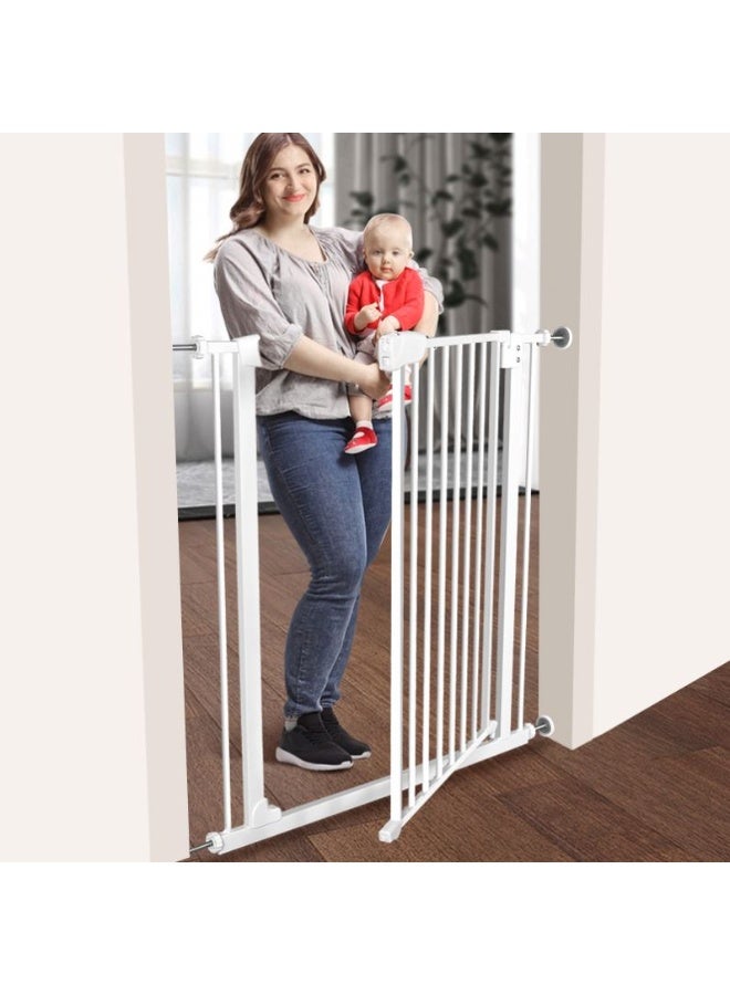 BABYTOT Safety Gate for Kids & Pets, Auto Close Extra Wide Stair Gate, Double Lock Child Safety Fence for Doors, Hallways & Stairs, Adjustable 75-83cm with Extensions (Gate 75–83 cm + 14 cm Extension) - Image 2
