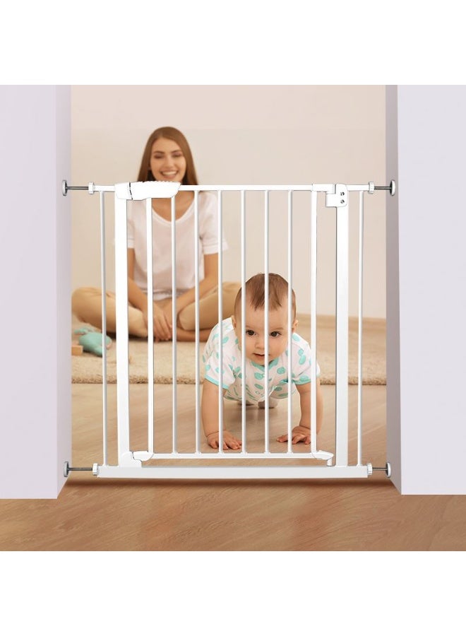 BABYTOT Safety Gate for Kids & Pets, Auto Close Extra Wide Stair Gate, Double Lock Child Safety Fence for Doors, Hallways & Stairs, Adjustable 75-83cm with Extensions (Gate 75–83 cm + 14 cm Extension) - Image 1