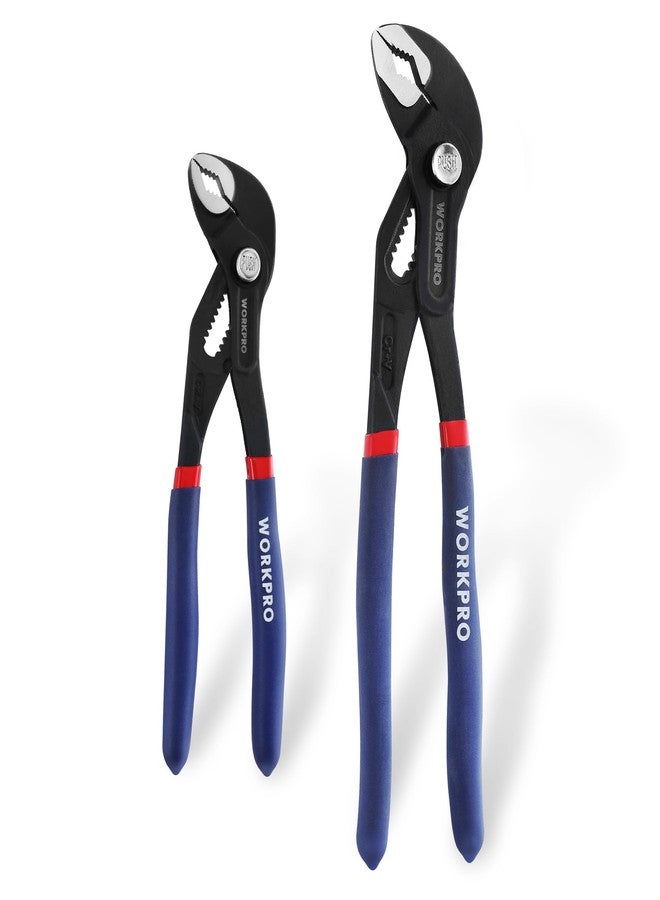 WORKPRO 2 Piece Groove Joint Pliers Set, 7 & 10-Inch Fast Adjustable Water Pump Pliers, V-Jaw Tongue and Groove Pliers in CRV Steel - Image 1