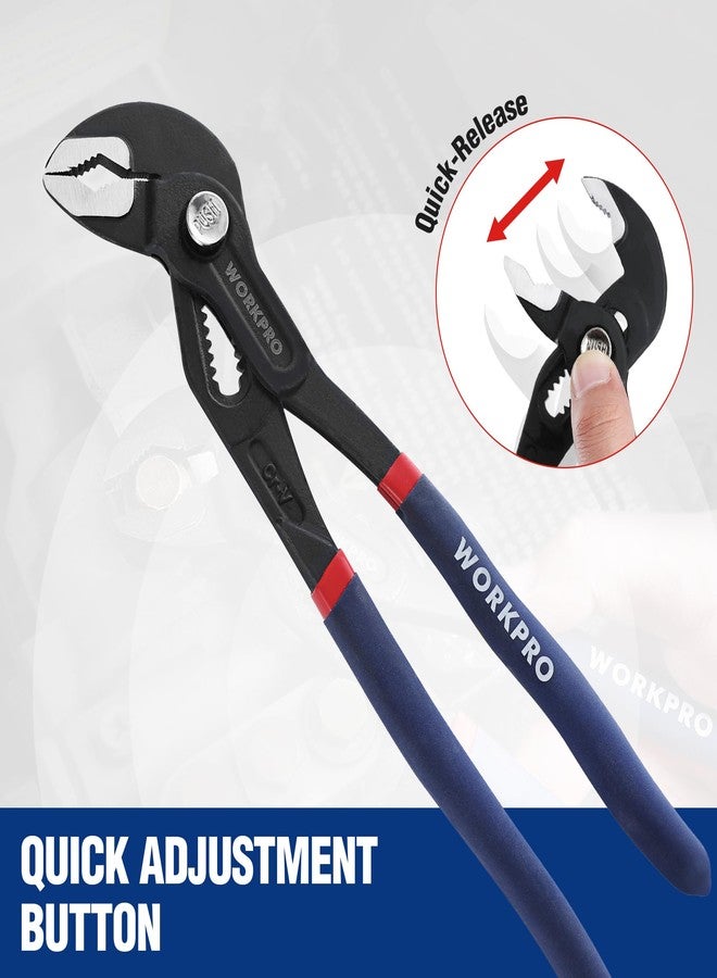 WORKPRO 2 Piece Groove Joint Pliers Set, 7 & 10-Inch Fast Adjustable Water Pump Pliers, V-Jaw Tongue and Groove Pliers in CRV Steel - Image 4