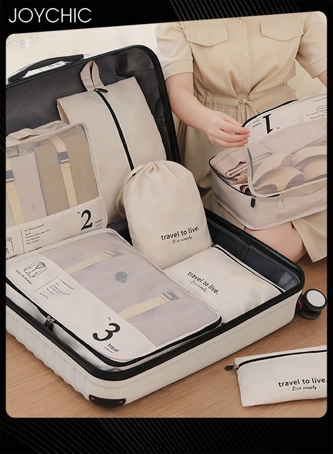 Joychic 7 قطع للسفر ورحلة العمل، ملابس متعددة مصنفة، أحذية، منظمات التعبئة، مقاومة للغبار، سعة كبيرة، مساحة للتخزين، حقيبة تخزين مستحضرات التجميل للنساء - Image 3