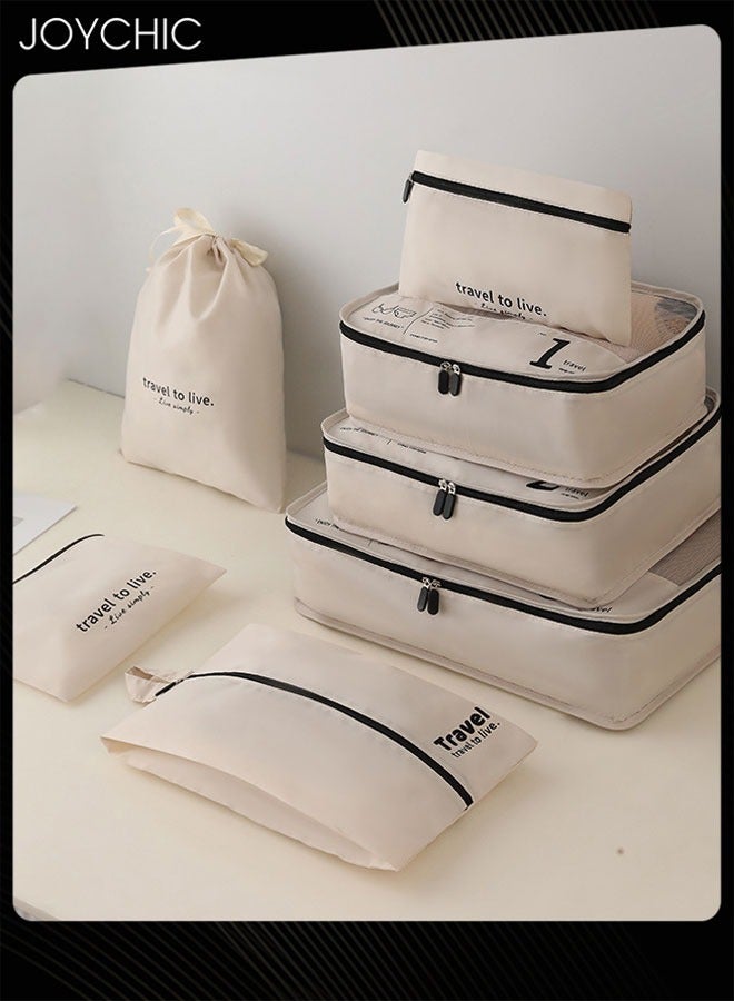 Joychic 7 قطع للسفر ورحلة العمل، ملابس متعددة مصنفة، أحذية، منظمات التعبئة، مقاومة للغبار، سعة كبيرة، مساحة للتخزين، حقيبة تخزين مستحضرات التجميل للنساء - Image 1