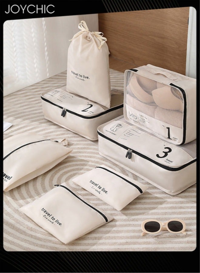 Joychic 7 قطع للسفر ورحلة العمل، ملابس متعددة مصنفة، أحذية، منظمات التعبئة، مقاومة للغبار، سعة كبيرة، مساحة للتخزين، حقيبة تخزين مستحضرات التجميل للنساء - Image 4