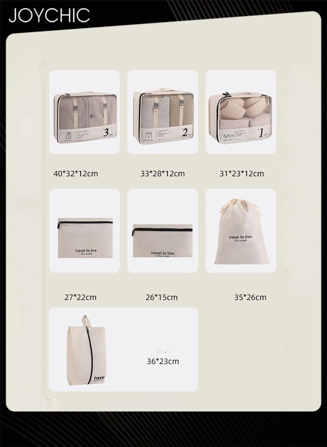 Joychic 7 قطع للسفر ورحلة العمل، ملابس متعددة مصنفة، أحذية، منظمات التعبئة، مقاومة للغبار، سعة كبيرة، مساحة للتخزين، حقيبة تخزين مستحضرات التجميل للنساء - Image 5