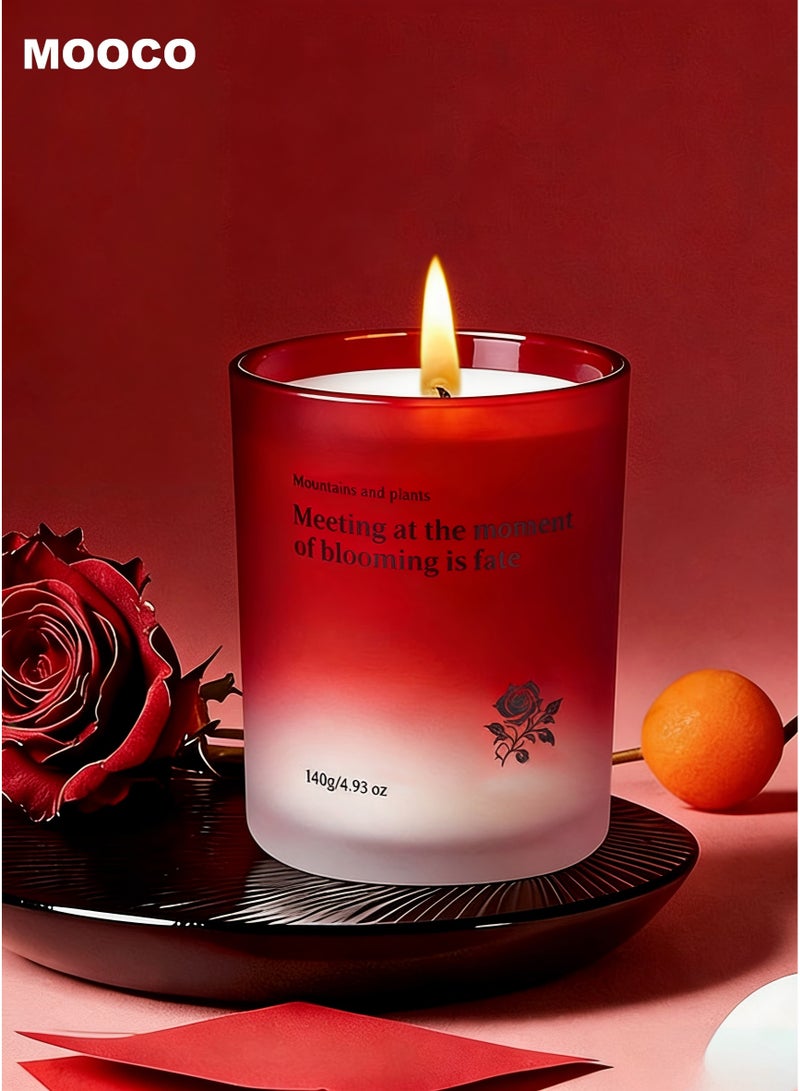 MOOCO Luxury Rose Aromatherapy Candle,Natural Soybean Wax,Rich Aroma Of Ebony Rose, Scented Candles,Home Decoration,Creative Gift,Relaxing and Calming Fragrance,Birthday, Wedding, Valentine's Day, Anniversary, Party, Souvenir, Yoga,SPA,Bathroom,Gift for Stress Relief,Meditation, Aroma Candle for Men and Women, Natural for Home & Office&Hotel,Lasting Fragrance Home Decorative Item,Red - Image 1