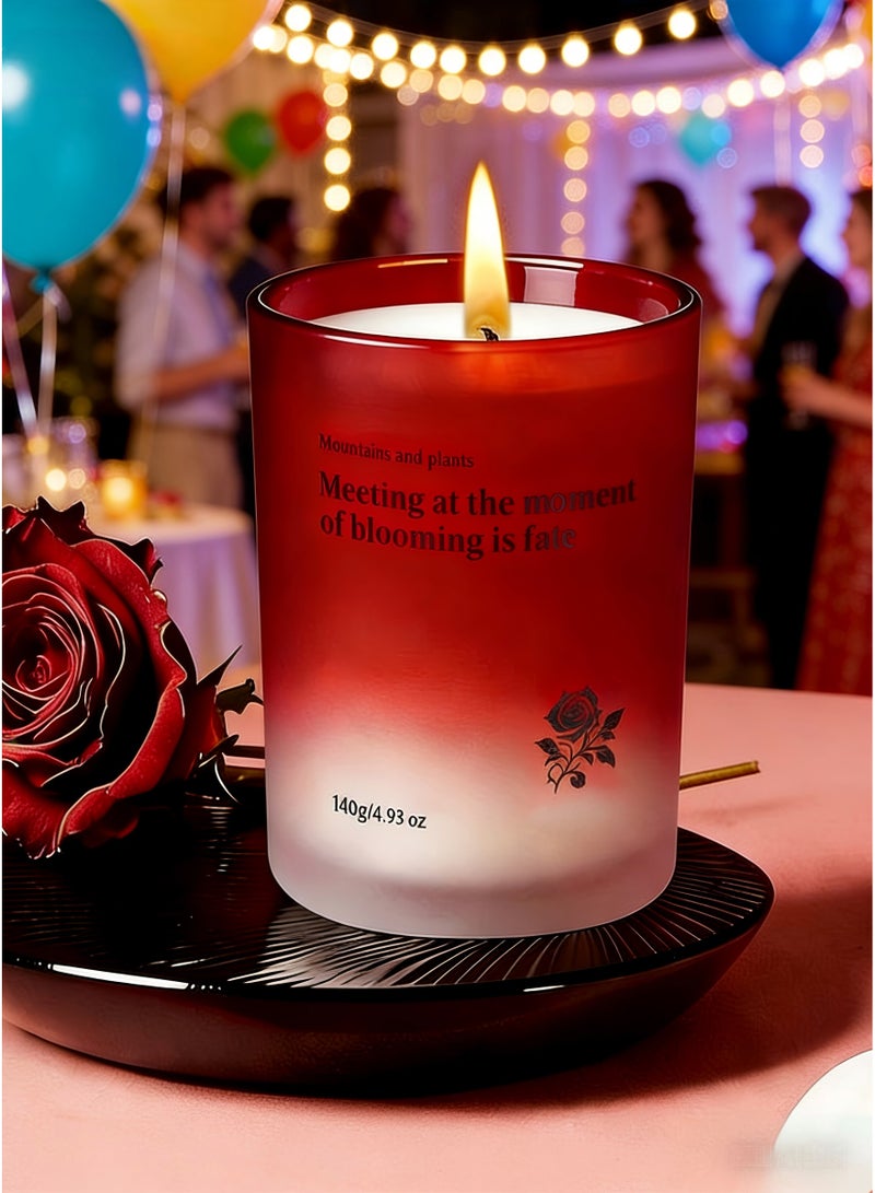MOOCO Luxury Rose Aromatherapy Candle,Natural Soybean Wax,Rich Aroma Of Ebony Rose, Scented Candles,Home Decoration,Creative Gift,Relaxing and Calming Fragrance,Birthday, Wedding, Valentine's Day, Anniversary, Party, Souvenir, Yoga,SPA,Bathroom,Gift for Stress Relief,Meditation, Aroma Candle for Men and Women, Natural for Home & Office&Hotel,Lasting Fragrance Home Decorative Item,Red - Image 3