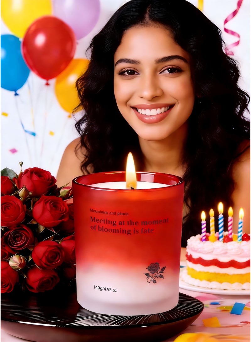 MOOCO Luxury Rose Aromatherapy Candle,Natural Soybean Wax,Rich Aroma Of Ebony Rose, Scented Candles,Home Decoration,Creative Gift,Relaxing and Calming Fragrance,Birthday, Wedding, Valentine's Day, Anniversary, Party, Souvenir, Yoga,SPA,Bathroom,Gift for Stress Relief,Meditation, Aroma Candle for Men and Women, Natural for Home & Office&Hotel,Lasting Fragrance Home Decorative Item,Red - Image 4