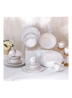 DANUBE HOME Sabrina 32 Piece New Bone China Dinner Set Serve 6 Modern Houseware Dinner Set L 37.5x27.5 X H 28.5cm White  - Image 1