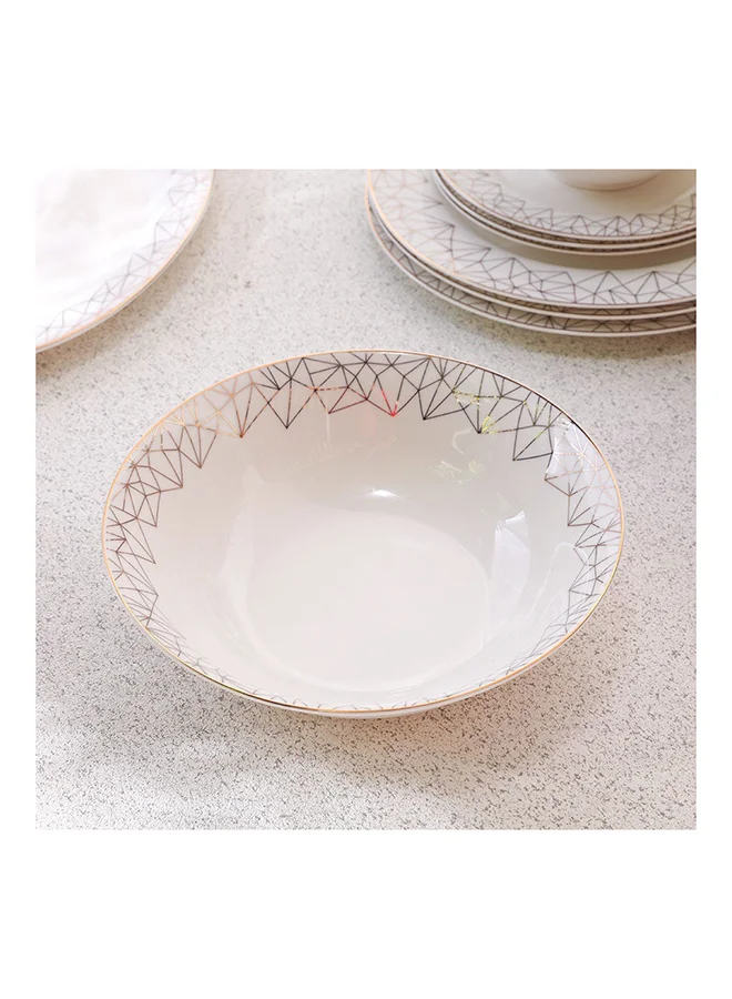 DANUBE HOME Sabrina 32 Piece New Bone China Dinner Set Serve 6 Modern Houseware Dinner Set L 37.5x27.5 X H 28.5cm White