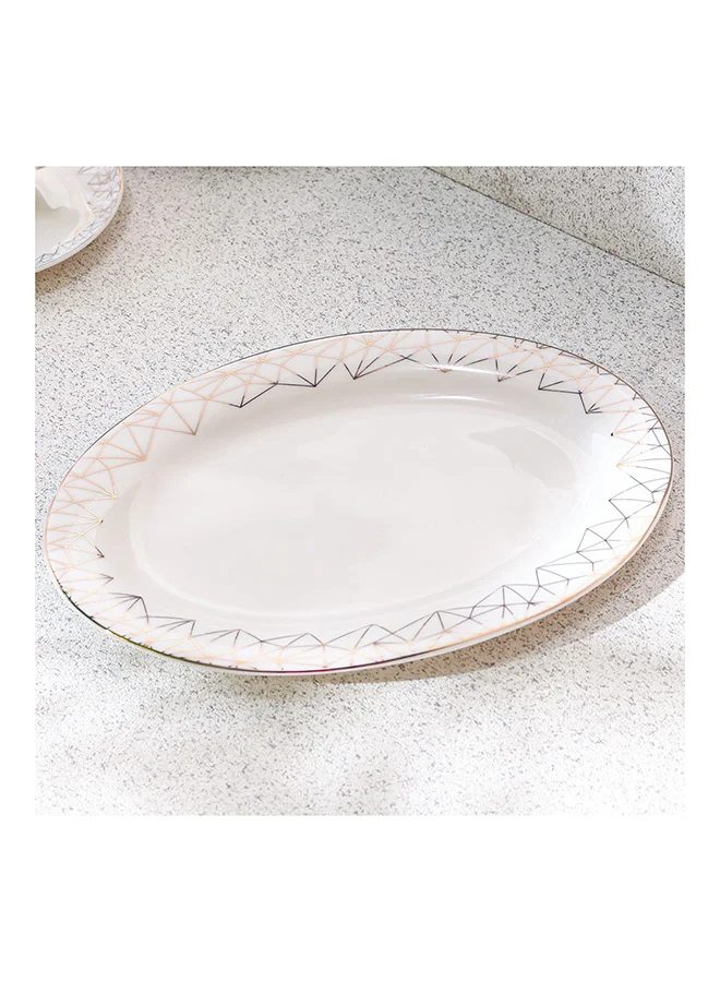 DANUBE HOME Sabrina 32 Piece New Bone China Dinner Set Serve 6 Modern Houseware Dinner Set L 37.5x27.5 X H 28.5cm White