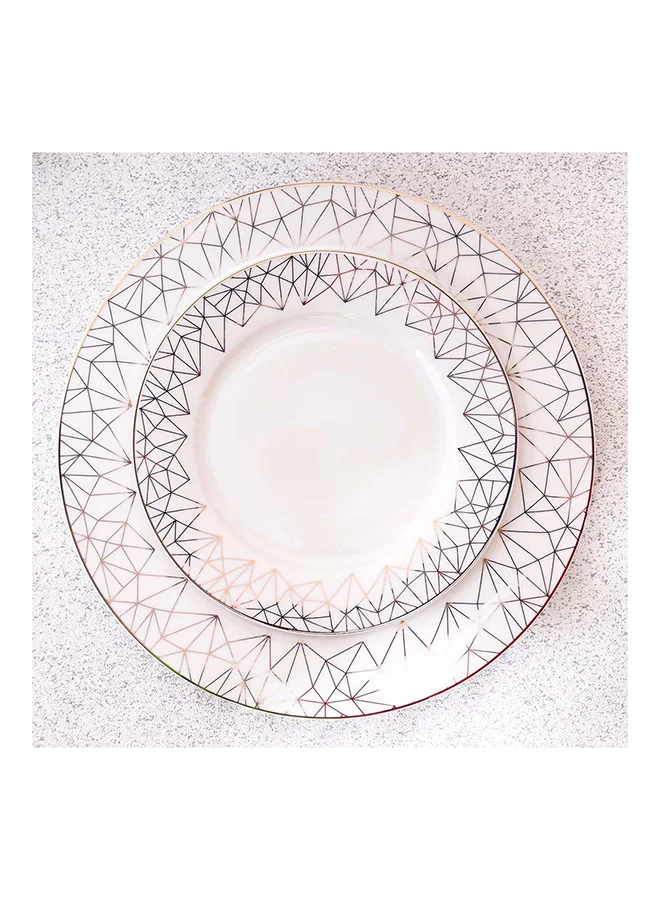 DANUBE HOME Sabrina 32 Piece New Bone China Dinner Set Serve 6 Modern Houseware Dinner Set L 37.5x27.5 X H 28.5cm White