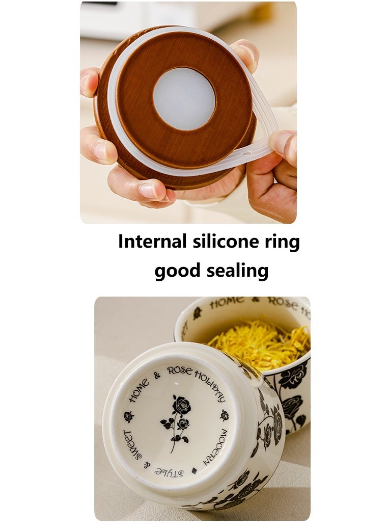 Food-sealed cans, suitable for tea, dried goods, candies and coffee beans, roses design, 3-piece set, high quality ceramic - Image 4