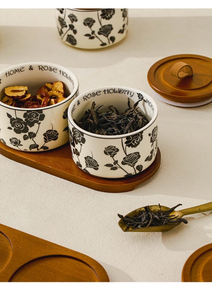 Food-sealed cans, suitable for tea, dried goods, candies and coffee beans, roses design, 3-piece set, high quality ceramic - Image 5