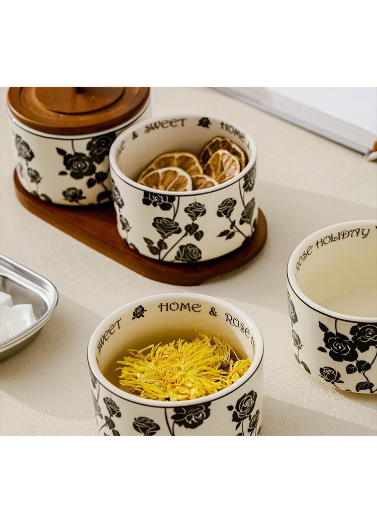 Food-sealed cans, suitable for tea, dried goods, candies and coffee beans, roses design, 3-piece set, high quality ceramic - Image 3