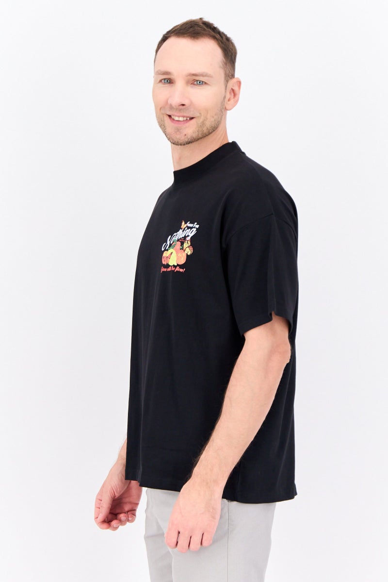 GOOD FOR NOTHING تي شيرت رجالي بأكمام قصيرة وياقة دائرية، مطبوع برسومات، مجموعة سوداء - Image 2