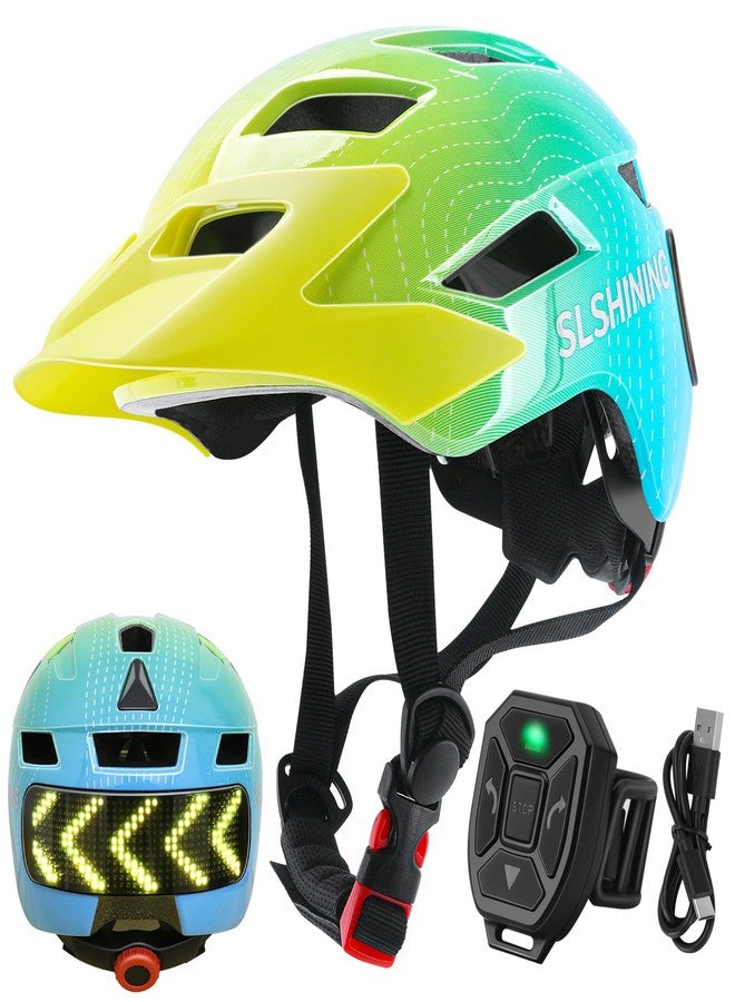JDBMAOYE Kids Bike Helmet for Boys Girls: Adjustable Skateboard Helmet with Light for Scooter Mountain Bicycle Cycling Roller Skating | Protective Safety Kids Helmets Ages 5-8 8-14 Years Old Child Youth Green - Image 1