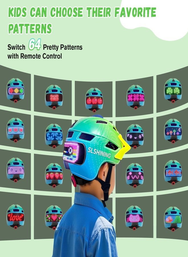 JDBMAOYE Kids Bike Helmet for Boys Girls: Adjustable Skateboard Helmet with Light for Scooter Mountain Bicycle Cycling Roller Skating | Protective Safety Kids Helmets Ages 5-8 8-14 Years Old Child Youth Green - Image 2