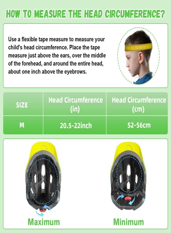 JDBMAOYE Kids Bike Helmet for Boys Girls: Adjustable Skateboard Helmet with Light for Scooter Mountain Bicycle Cycling Roller Skating | Protective Safety Kids Helmets Ages 5-8 8-14 Years Old Child Youth Green - Image 4
