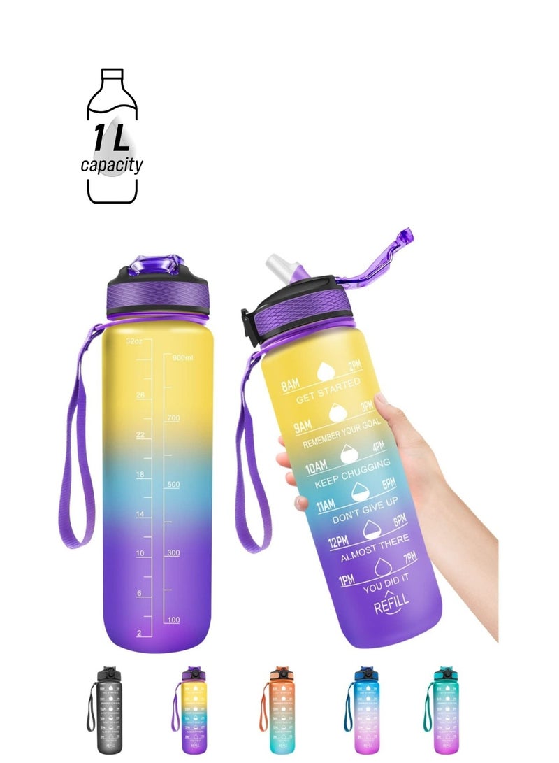 VIO Motivational Water Bottle With Time Marked Leak Proof Sturdy Daily Use For Fitness Gym Office and Outdoor Sports - Image 1