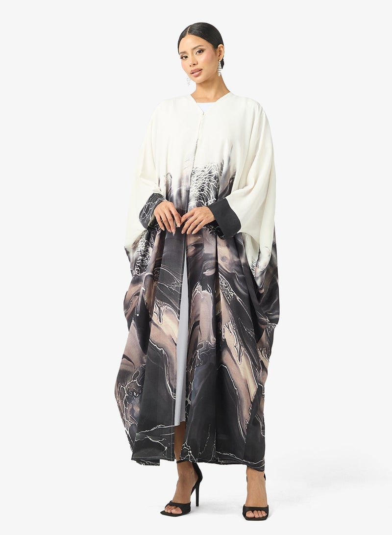 هيا كلوزيت عباءة أنيقة بأكمام كاب متدرجة اللون - Image 4