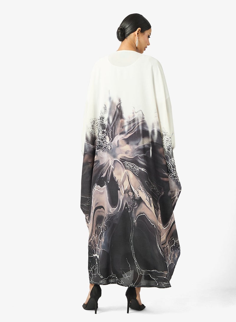 هيا كلوزيت عباءة أنيقة بأكمام كاب متدرجة اللون - Image 3