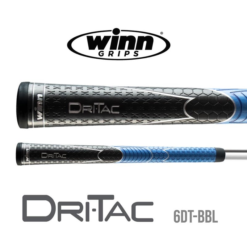 WINN DRI-TAC MIDSIZE 13 Pieces Black/Blue Golf Grip - Non-Slip & Cushioned Comfort - Incredible Comfort & Moisture-Wicking - Shock Absorption Benefits for Pain-Free Playability - AVS Technology - Hand - Image 2