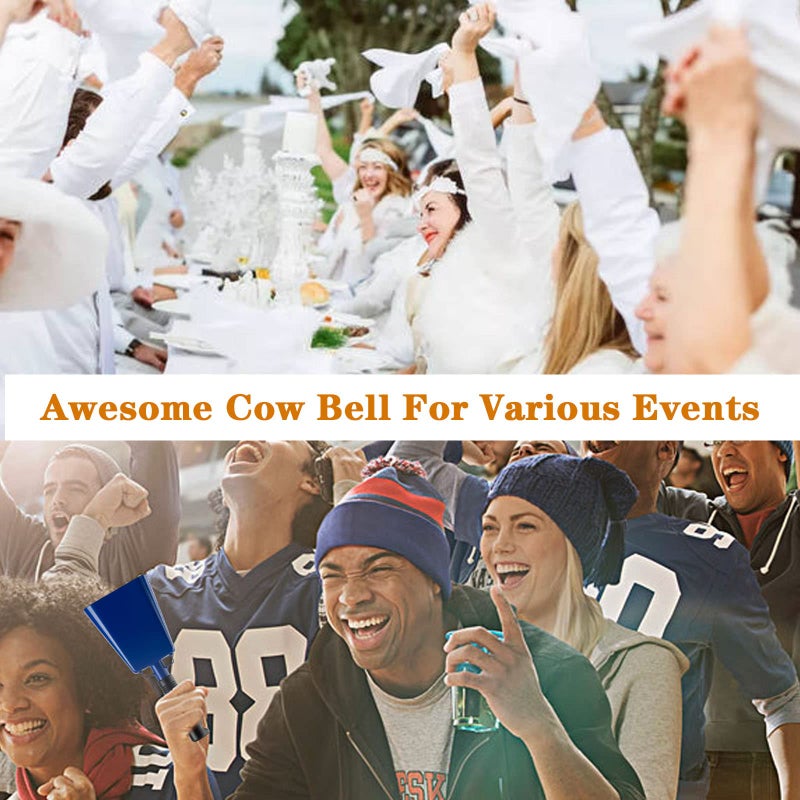 Musfunny Steel Cowbells with Handle Cheering Cow Bell Loud Noise Makers for Sporting Events, Football Games, School Bell, Farm Hand Percussion Musical Instruments (10 inch Blue) - Image 5