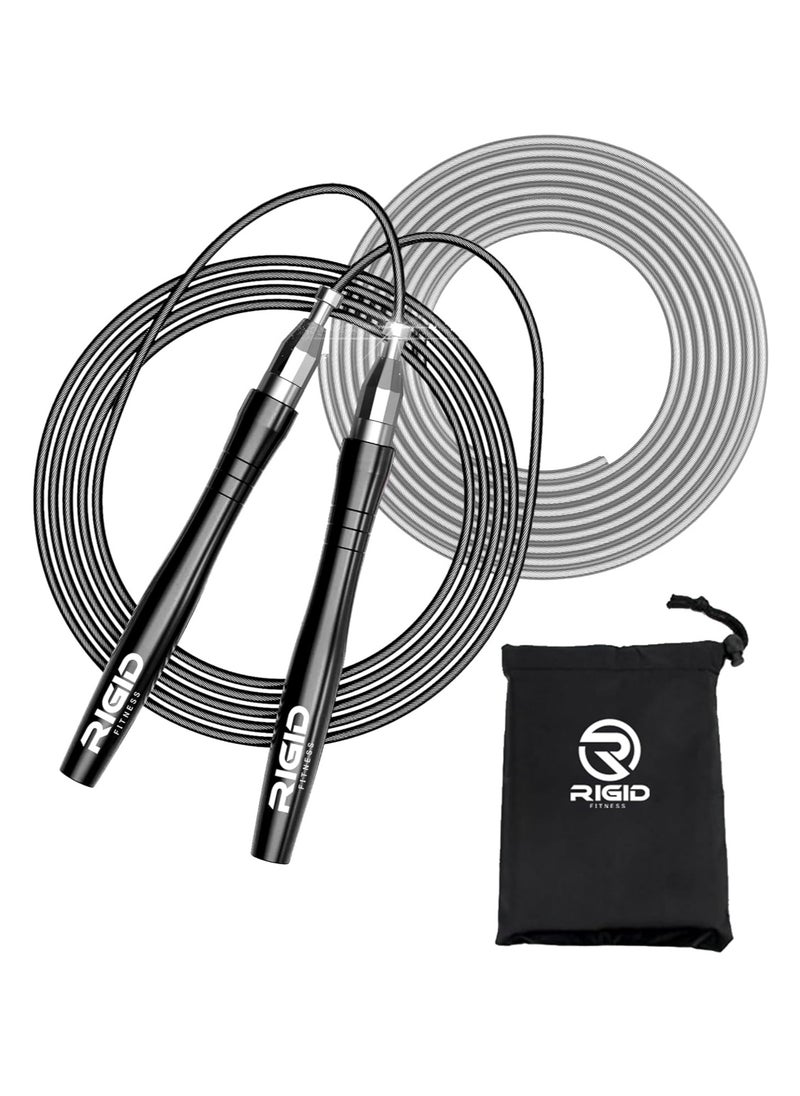 RIGID FITNESS - Jumping Rope, High Speed Weighted Skip Rope - Tangle-Free Skipping Rope - Screw-Free Design - Jump Ropes for Fitness - Cardio Rope for Home Workouts, Fitness Training and Crossfit - Image 1