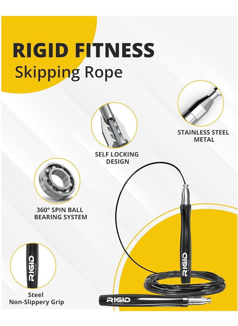 RIGID FITNESS - Jumping Rope, High Speed Weighted Skip Rope - Tangle-Free Skipping Rope - Screw-Free Design - Jump Ropes for Fitness - Cardio Rope for Home Workouts, Fitness Training and Crossfit - Image 1
