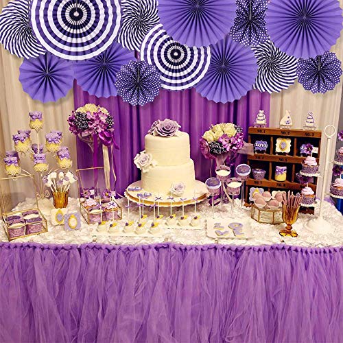 HK balloons Hanging Red Paper Fans Decoration Set for Wedding Birthday Party New Years Round Events Accessories Set of 6 (Purple) - Image 4