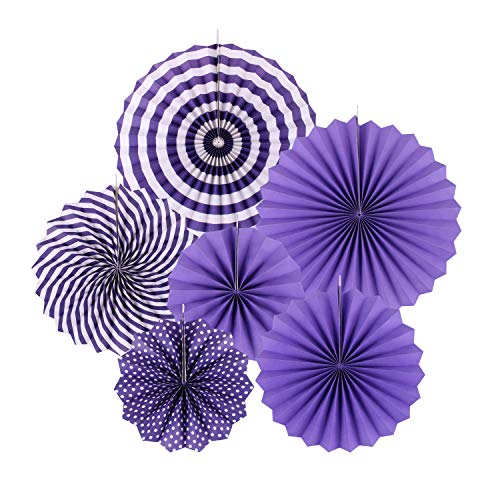 HK balloons Hanging Red Paper Fans Decoration Set for Wedding Birthday Party New Years Round Events Accessories Set of 6 (Purple) - Image 1