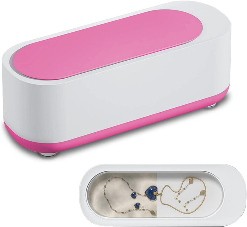 Jewelry Ultrasonic Cleaner, 300ml Portable Ultrasonic Cleaner, Ultrasonic Cleaning Machine for All Jewelry Rings, Eyeglasses Watches, Dentures Necklace, Earring Necklace (Pink) - Image 1
