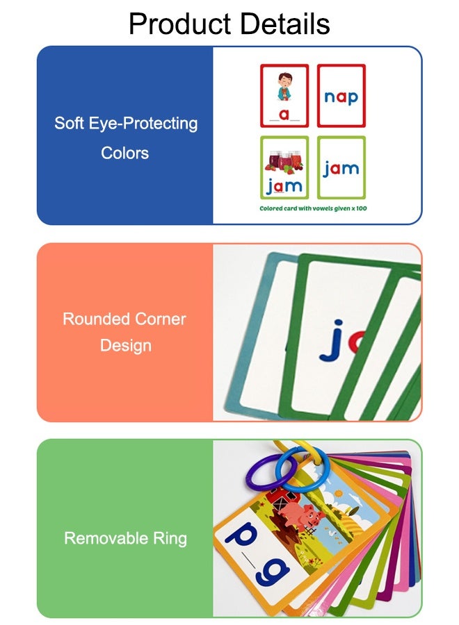 100-Piece Early Education Enlightenment Flash Cards, Words Recognition Double Sided Card, Puzzle Early Education Fun Cards, Educational Learning Toys,With Marker Pen For Kids Practicing Writing - Image 3
