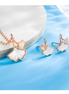 SYNSYB Small Shell Pearl Stud Earrings Necklace Jewelry Set for Womens Girls Elegant with gift box  - Image 3