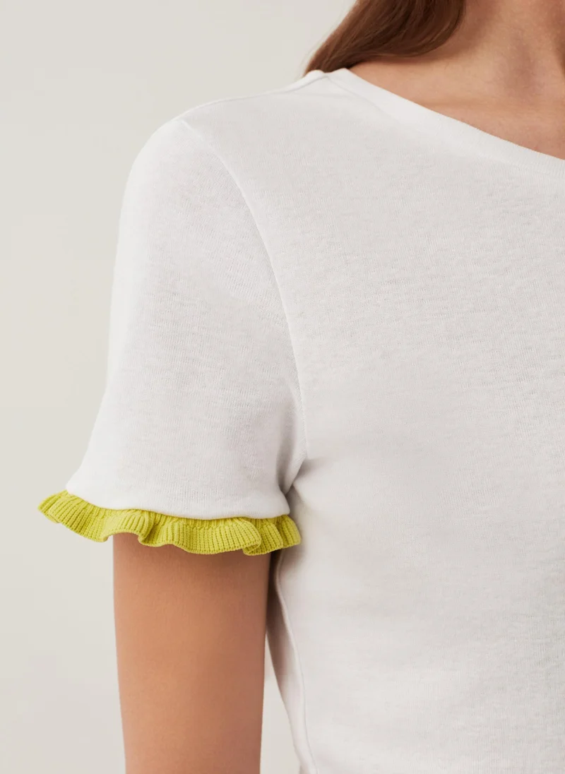 Ovs Cotton T-shirt with contrasting frill