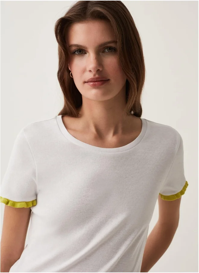 Ovs Cotton T-shirt with contrasting frill