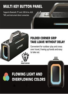 Lenyes Lenyes S838 Wireless Speaker with Bluetooth 5.0 , 360° surround sound effect Diaphragm on both sides，Support Bluetooth, TF card, USB drive, AUX,TWS,and instrument direct connection  - Image 2