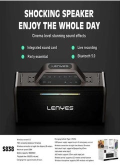 Lenyes Lenyes S838 Wireless Speaker with Bluetooth 5.0 , 360° surround sound effect Diaphragm on both sides，Support Bluetooth, TF card, USB drive, AUX,TWS,and instrument direct connection  - Image 3